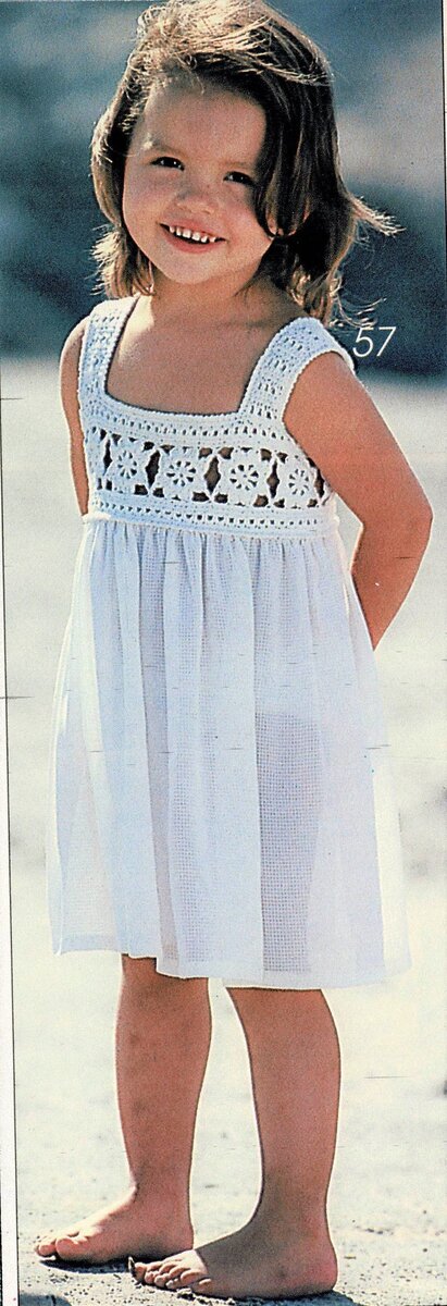 Детские платья - сочетание шитья и вязания крючком