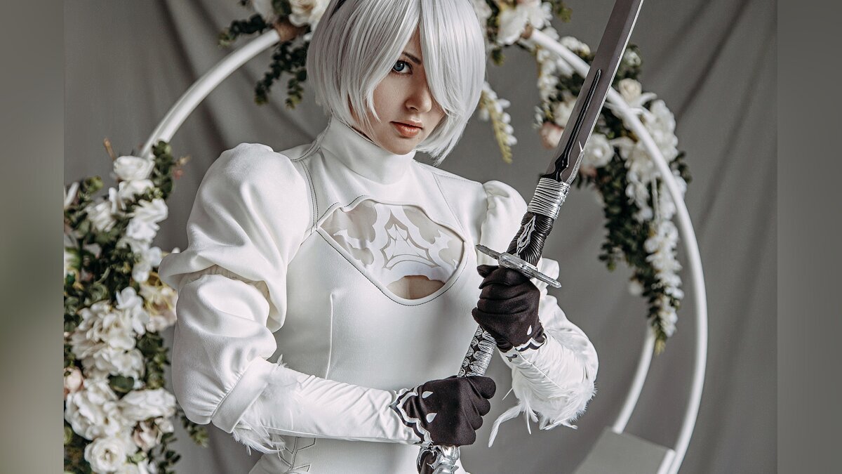 Косплей NIER Automata 2b невеста. Lady Melamory 2b невеста. 2б из NIER Automata. NIER 2b в белом платье.