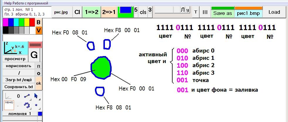 окно редактора. Выбрана Ломаная 1