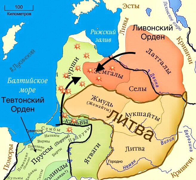 Территория ливонского ордена в 1236 году карта