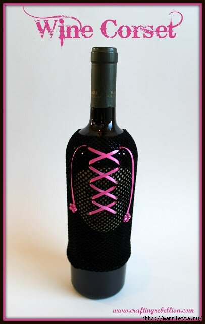 Декорирование бутылок колготками с рисунком, изготовление бутылок - дам из колготок