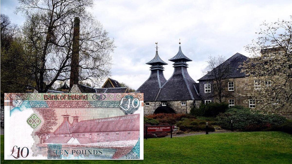 Винокурня Bushmills на банкноте 10 фунтов.