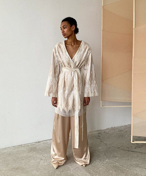  USHATAVA, ПЛАТЬЕ-КИМОНО ИЗ ОРГАНЗЫ МИНИ,  7 900 руб.