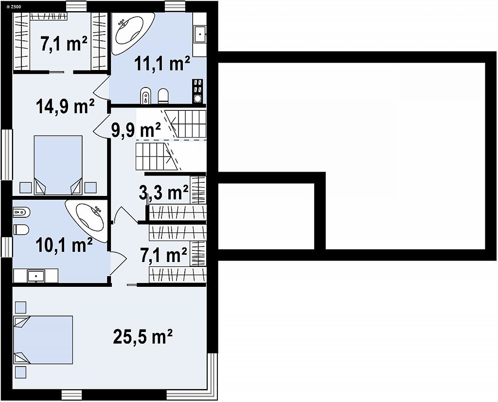 Двухэтажный дом 14 х 18 м., с гаражом на 3 машины, общей площадью 216 кв.м.