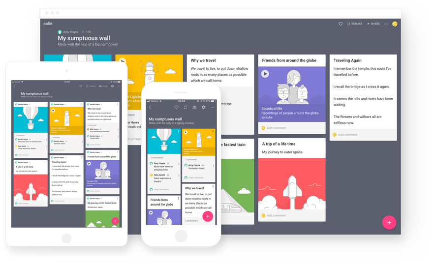 Интерфейс Padlet