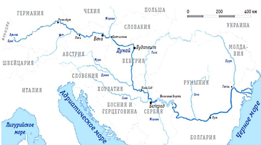 Река дунай на карте