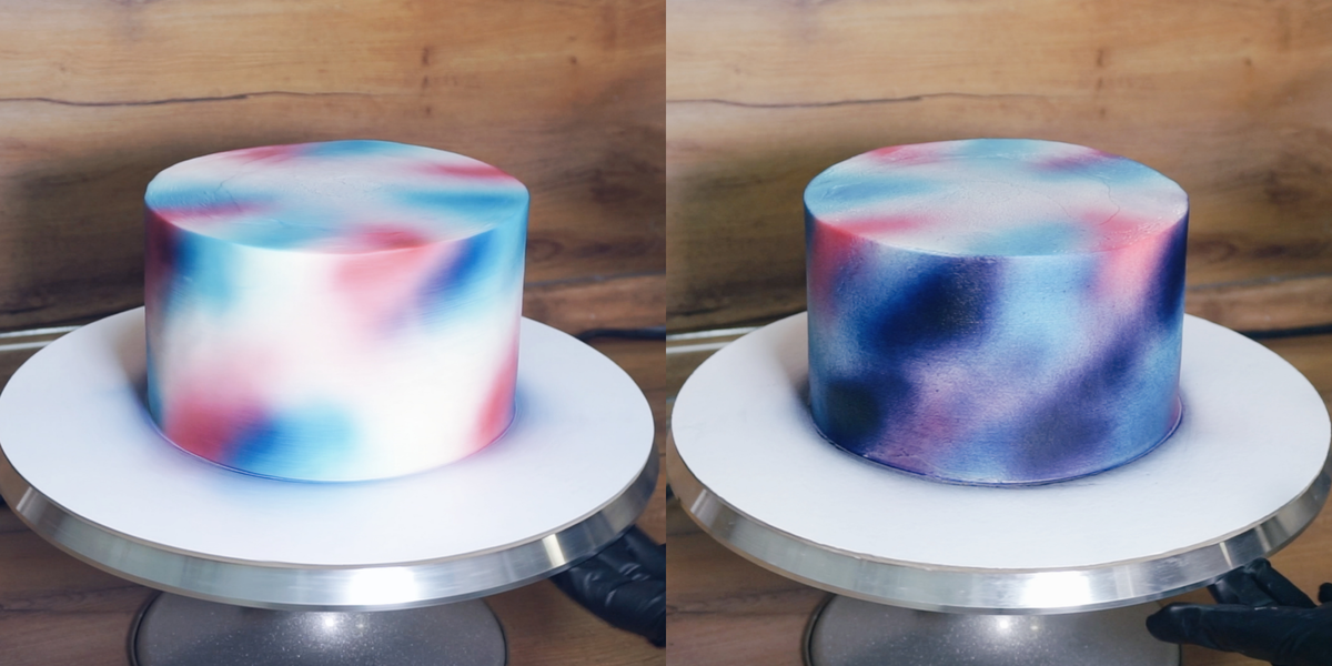 Этапы нанесения краски на торт