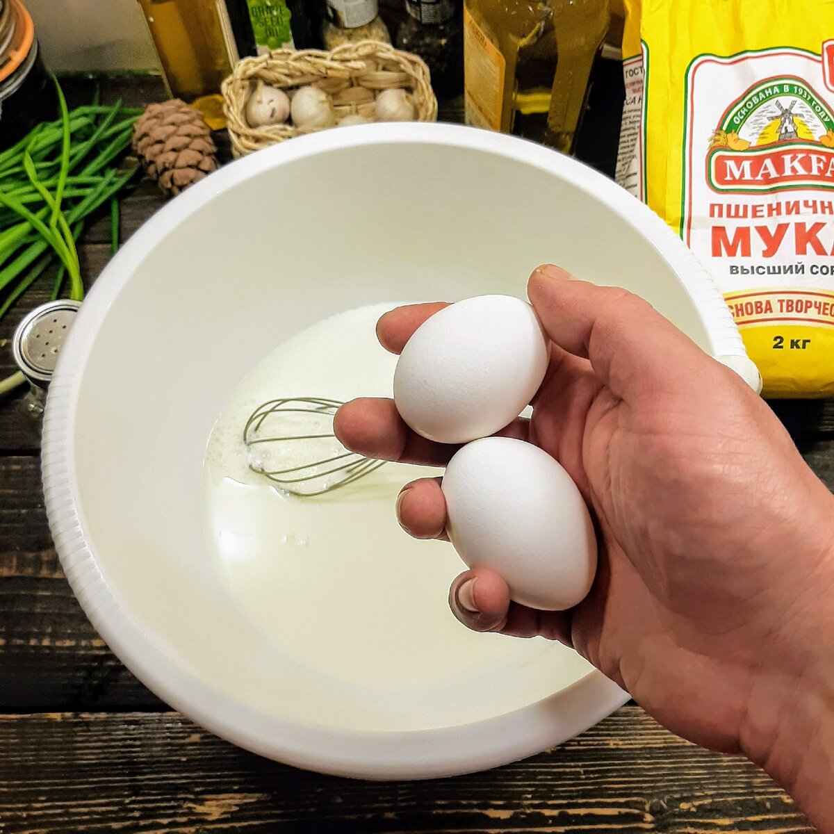 Сырные блинчики с зелёным луком. Простой рецепт, вкусного завтрака.