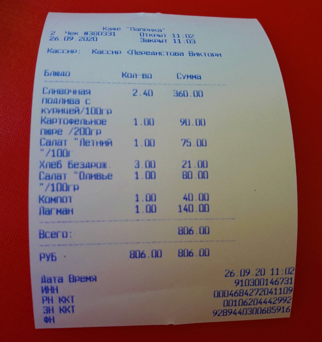 Столовая «Паприка» в Крыму (Ялта), взяли по одному блюду, а заплатили 806 руб., обзор, цены и наш чек