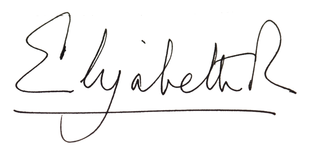 Подпись Елизаветы Ii. Фото: Автор: Brigante mandrogno - Собственная работа на основе: Signature of Elizabeth II.jpg от theco-operative, CC BY-SA 4.0, https://commons.wikimedia.org/w/index.php?curid=90727966