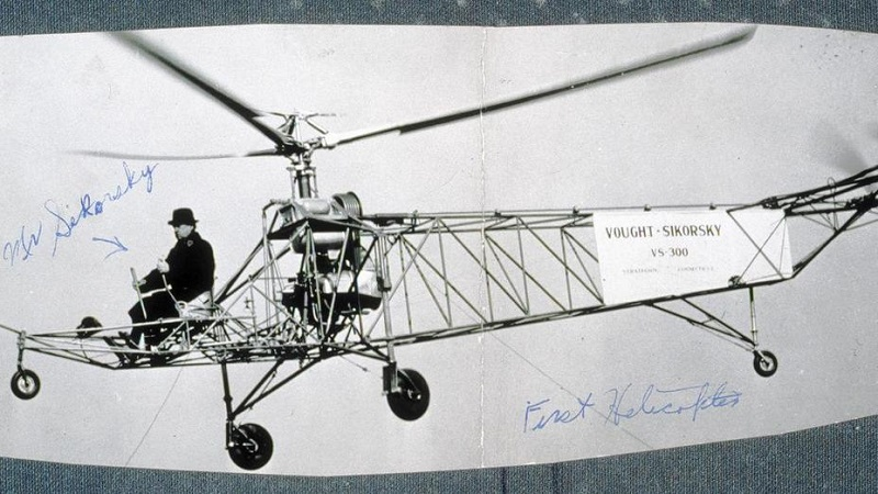  (Игорь Сикорский на вертолёте Vought-Sikorsky 300 в 1940 году)
 
