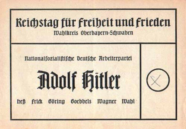 Выбарчы бюлетэнь. Поле "супраць" адсутнічае﻿. Фота wikipedia.org﻿