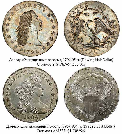 Доллары «Распущенные волосы» и «Драпированный бюст» / фото © Золотой Запас