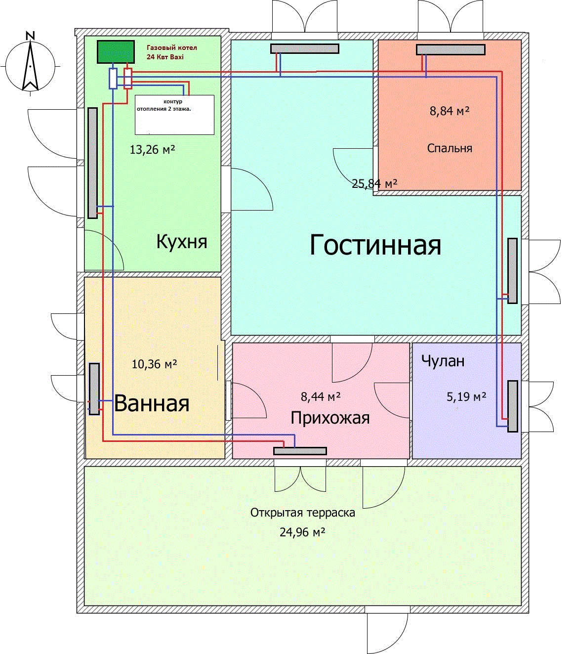 План первого этажа. Еще есть теплая мансарда 34 кв.м.