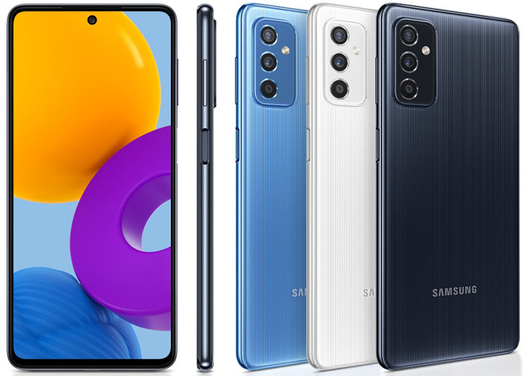 Samsung Galaxy M52 5G в трёх цветовых исполнениях