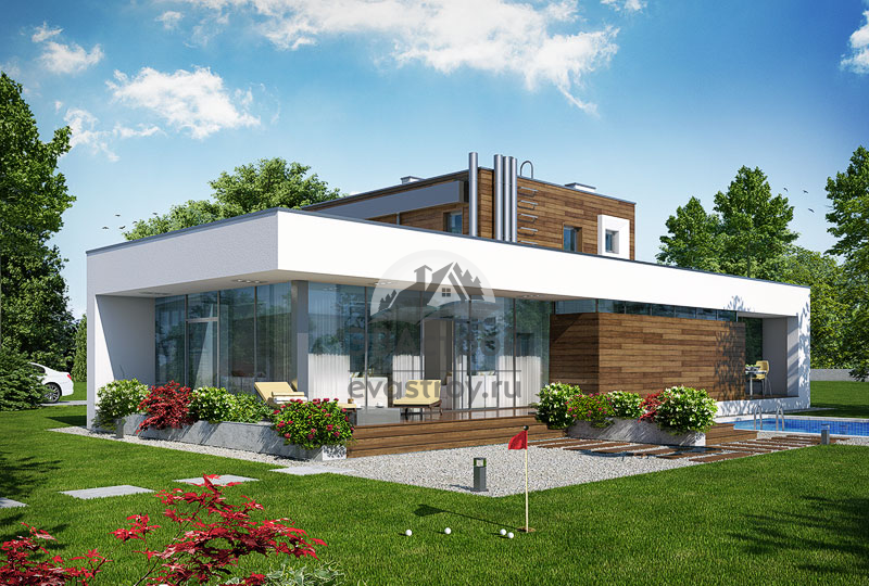 Проект двухэтажного дома 207 м2 с гаражом и террасой - 103-56