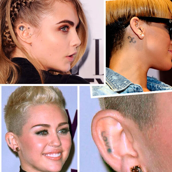 Знаменитости с татуировкой за ухом.