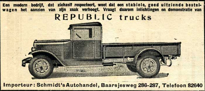 Реклама грузовиков "Republic" от компании Schmidt's Autohandel