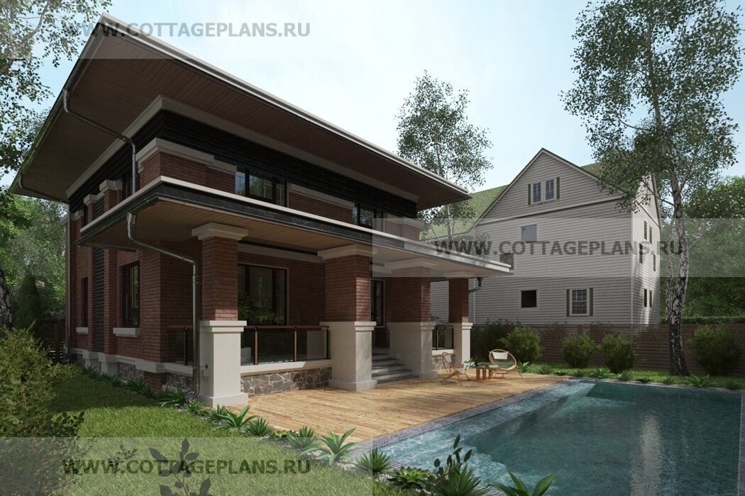 3-й и 4-й фасады дома. Источник фото: https://www.cottageplans.ru