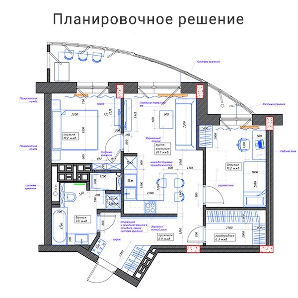 Дизайн интерьера трехкомнатной квартиры 130 кв. м в стиле эко-минимализм. Фото проекта