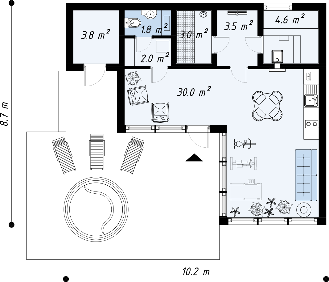 Одноэтажный дом 9х10 м., общей площадью 49 кв.м.
