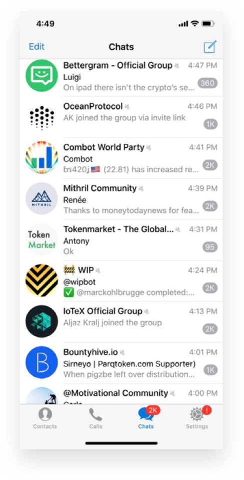 Классическая лента Telegram