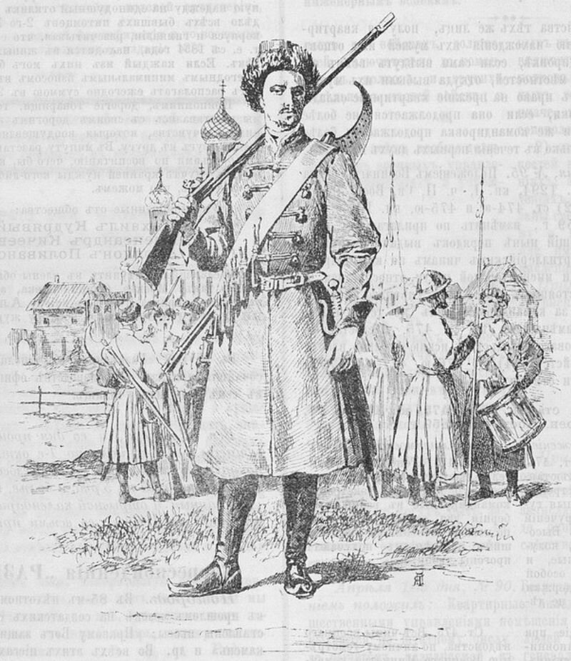 Солдат выборного солдатского полка Гордона, или Бутырского полка. Автор: Адольф Шарлеман (1826—1901) 