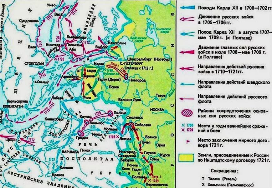 Карта северной войны при петре 1