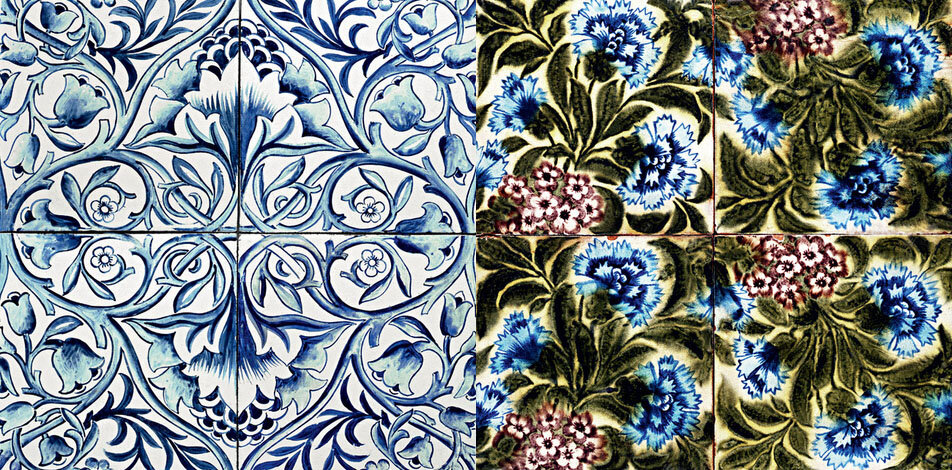 Керамическая плитка с росписью по эскизам Уильяма Морриса. 1875