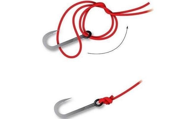 Узел для поводка из двойной лески, при отгрызании одной, крючок не отвязывается!