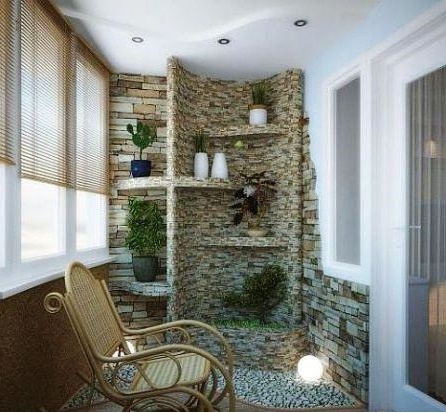 Декоративный камень на балконе