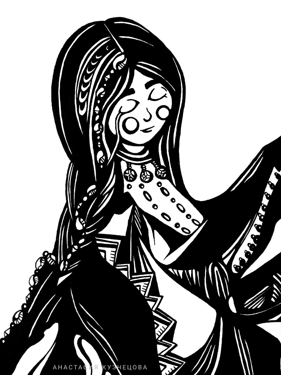 Фрагмент моей иллюстрации. Делаю капиллярными ручками. Следующую публикацию сделаю об этой работе. 