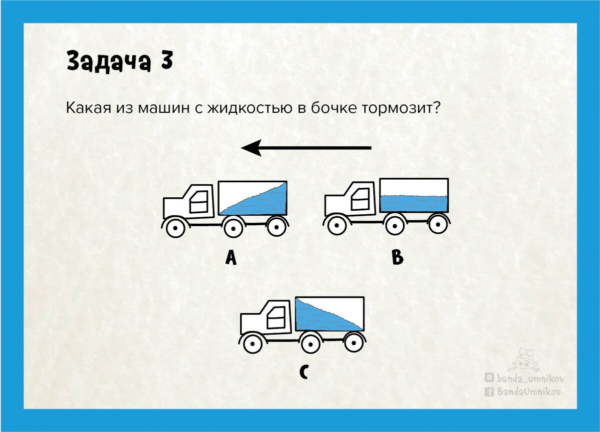 Составь по чертежу задачу про машинки. Какая из машин с жидкостью в бочке тормозит. Задача про машины. Рисунок тормозящей машины физика задачи. Задача машина затормозила за 500 м.