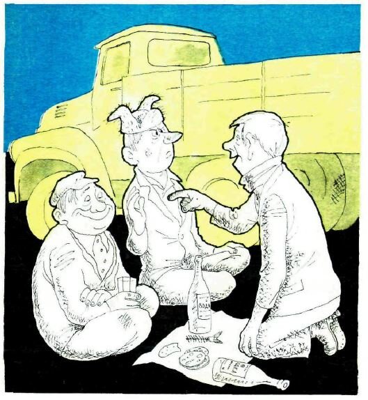  - Ене-бене-раба, квинтер-винтер-жаба...Тебе водить! (рис. Е. Гурова, "Крокодил" №19, 1975)