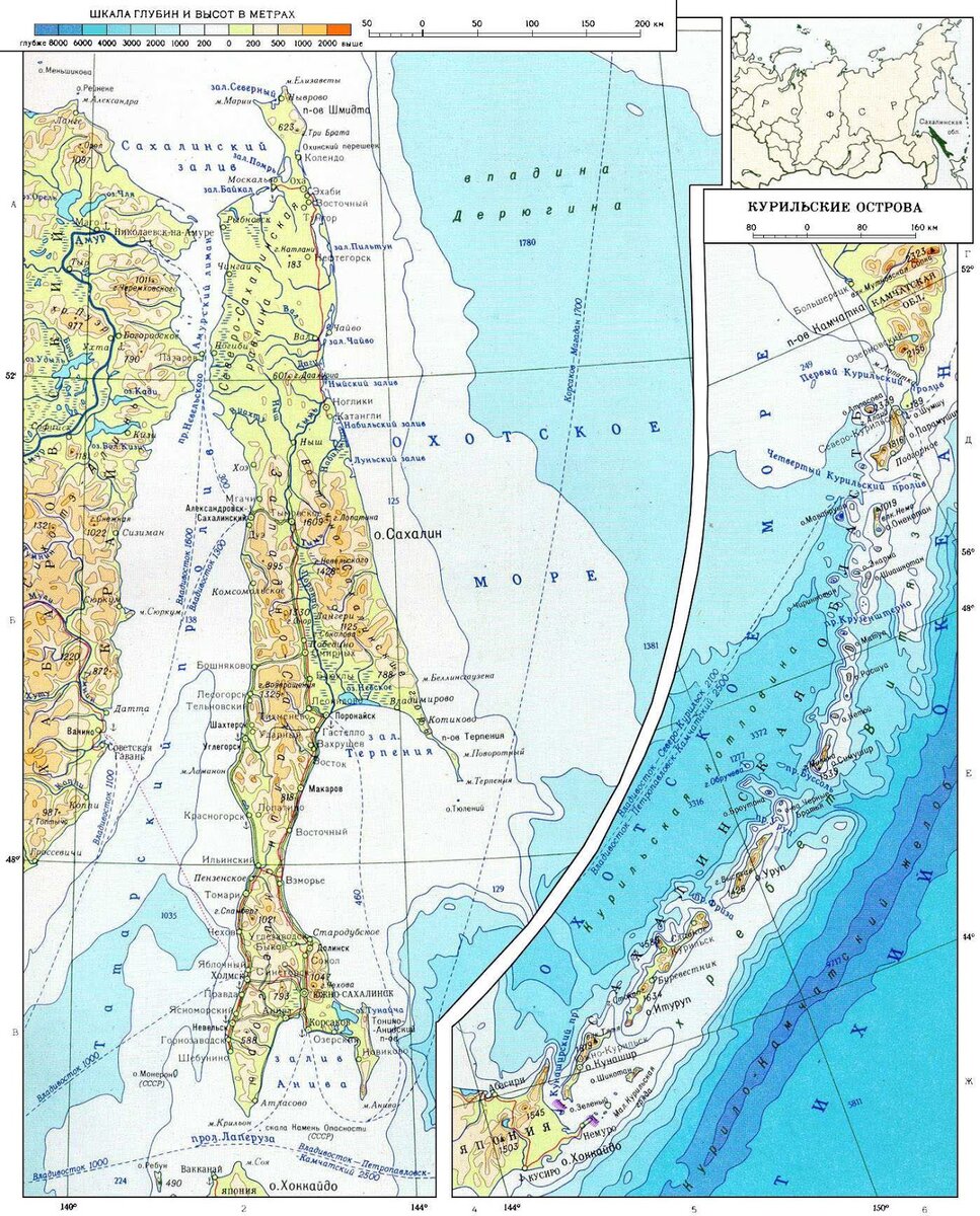 курильские острова на карте россии