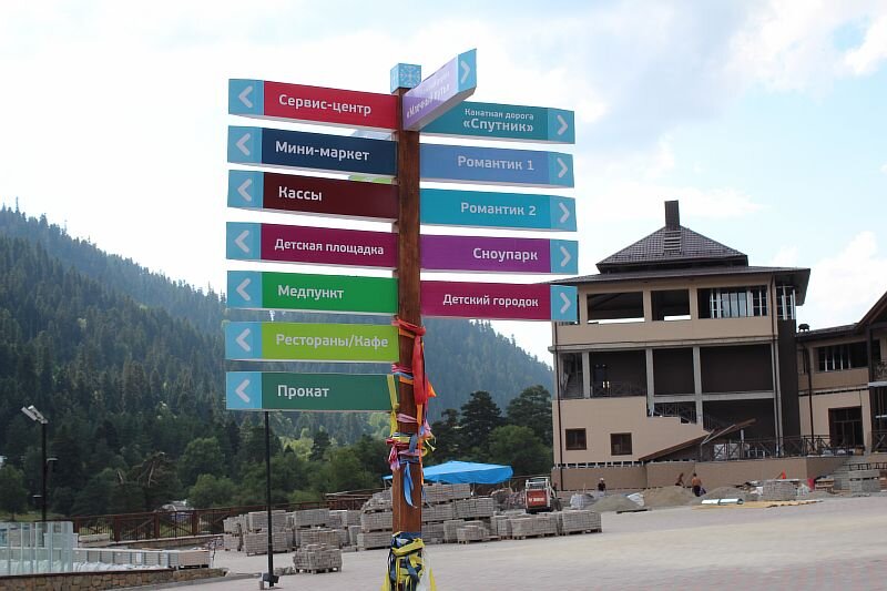Указатель на территории горнолыжного курорта с сайта arhyz.su