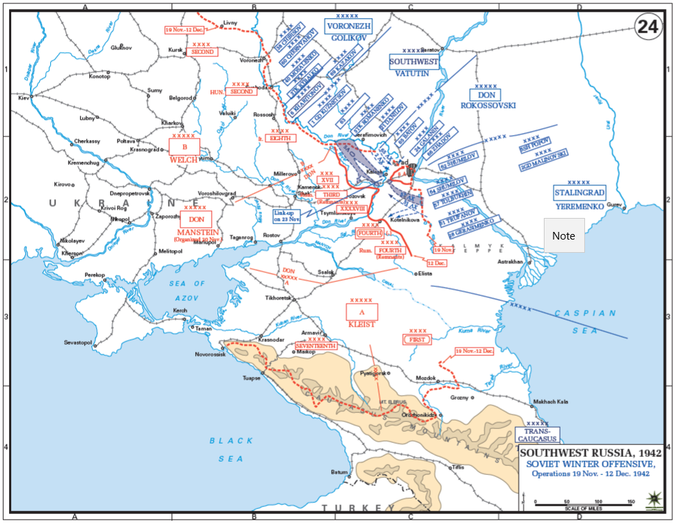 Окружение немцев под Сталинградом, ноябрь-декабрь 1942 (источник - военная академия США, USMA) 