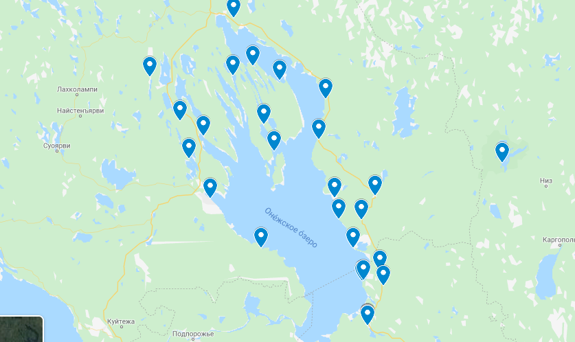 Онежское озеро достопримечательности на карте. Онежское озеро на карте. Карта рыбных мест Онежского озера. Маршрут вокруг Онежского озера.