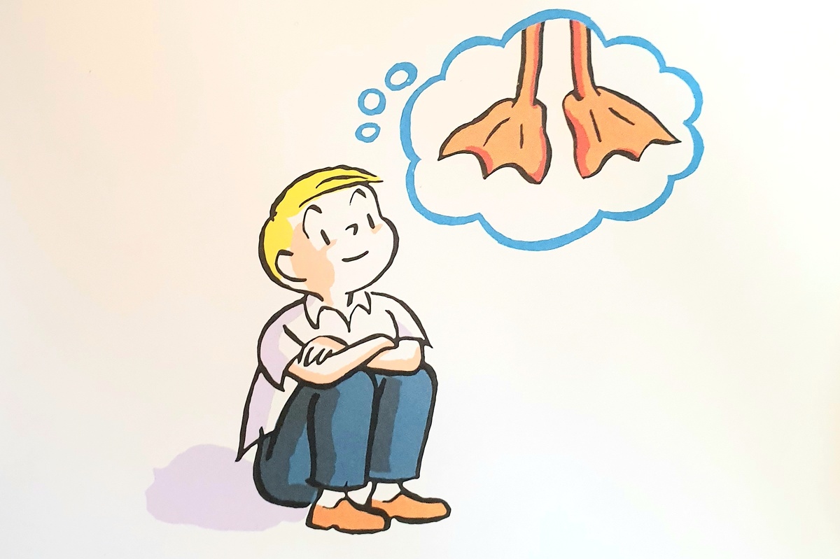 Фото автора. На изображении фрагмент книги  "I wish that I had duck feet". Текст Dr. Suess.