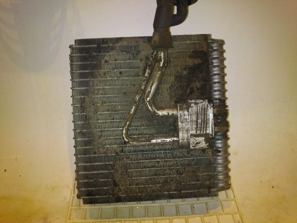 Так выглядит  испаритель автомобиля владелец которого просто посчитал фильтр салона лишней деталью.