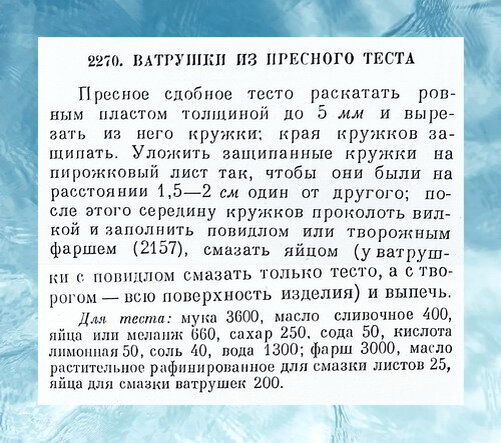 Рецепт приготовления ватрушек из пресного теста. Ингредиенты указаны в граммах.