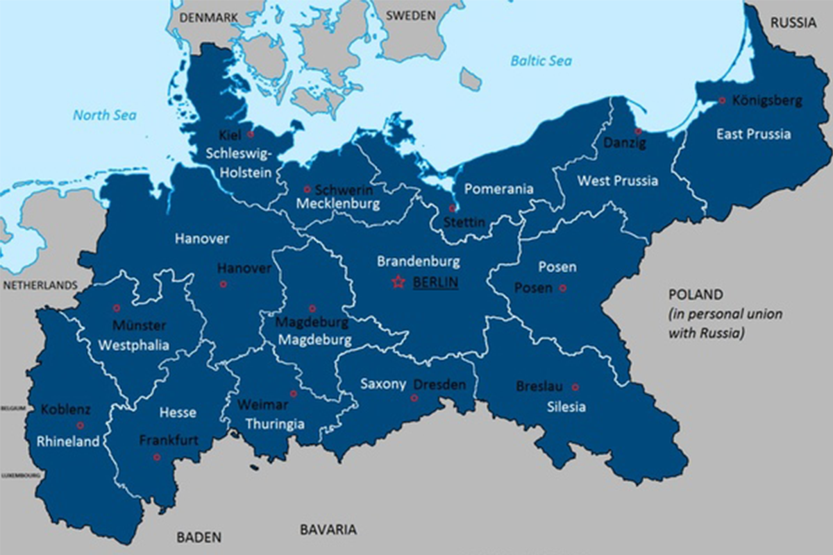 Карта Пруссии 1910 года