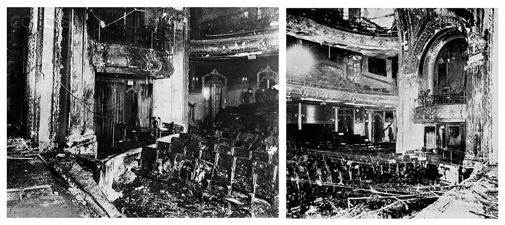 Театр после пожара. Пожар 1903 года театр ирокез. Театр ирокез Чикаго пожар. Пожар в Чикаго 1903. Театр ирокез в Чикаго.