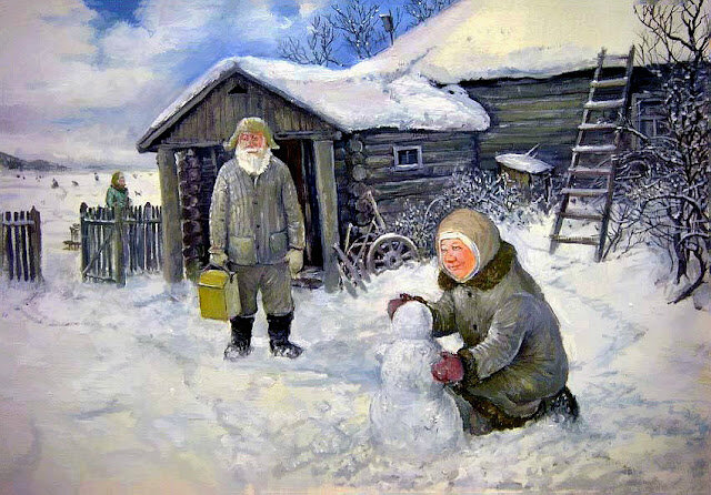 Картина Леонида Баранова из серии "Старики и старушки"