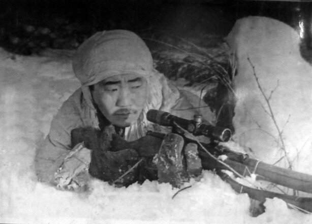 Снайпер Охлопков Ф.М. Фото в свободном доступе.