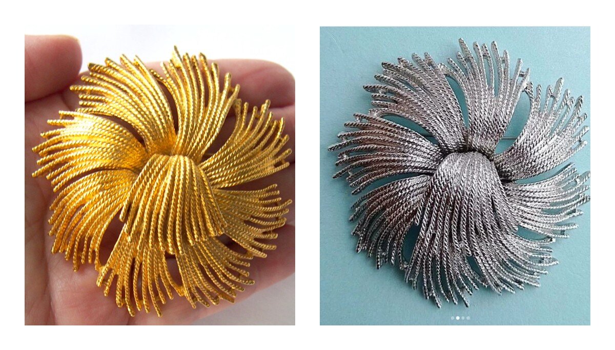 Фото автора. Брошь Cordelia от Monet. Выпущена в золотистом и серебристом вариантах
