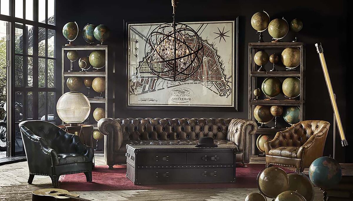 Кресла и диван с деревянным каркасом и обивкой из натуральной кожи из коллекции бренда Timothy Oulton.