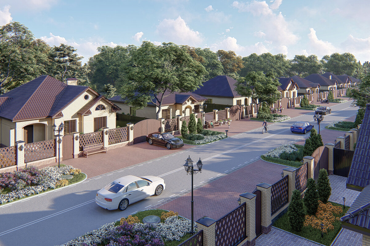 Вид на улицу коттеджного поселка