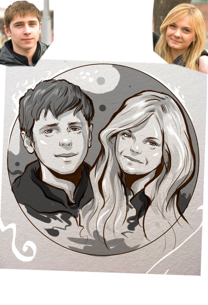 портрет по фото, выполненный карандашом - отличный подарок на годовщину