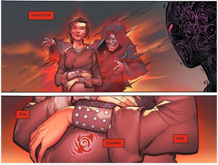 В комиксе Darth Vader No. 25 нам показали, что Энакин был зачат с использованием силы.